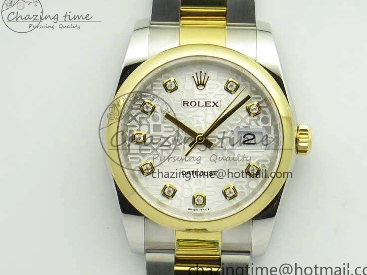 1:1 Diam 36mm SA3135 On YG SS Datejust V2 116234 Dial White Best Oyster DJF Com Bracelet Edition 0313